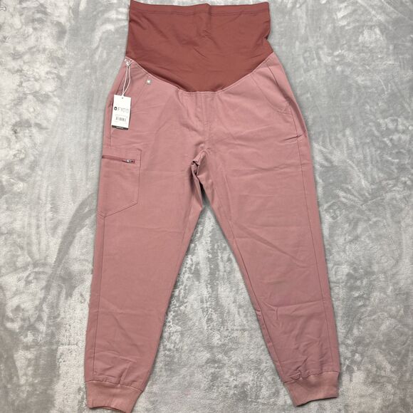 FIGS Zamora Maternity Jogger Scrub Pants Women’s Medium Petite Mineral Mauve NWT - Picture 1 of 7